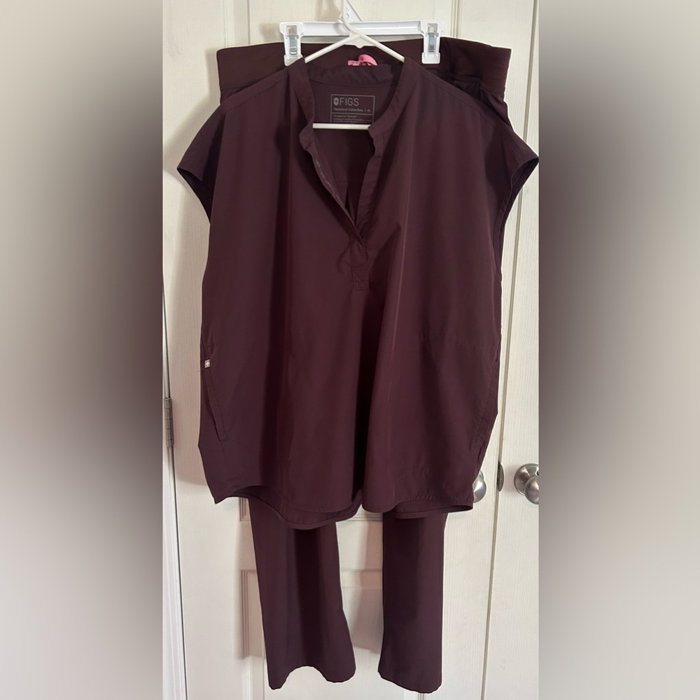 Figs Scrub Set Brown Espresso Size XL Tall Pants And XL Top